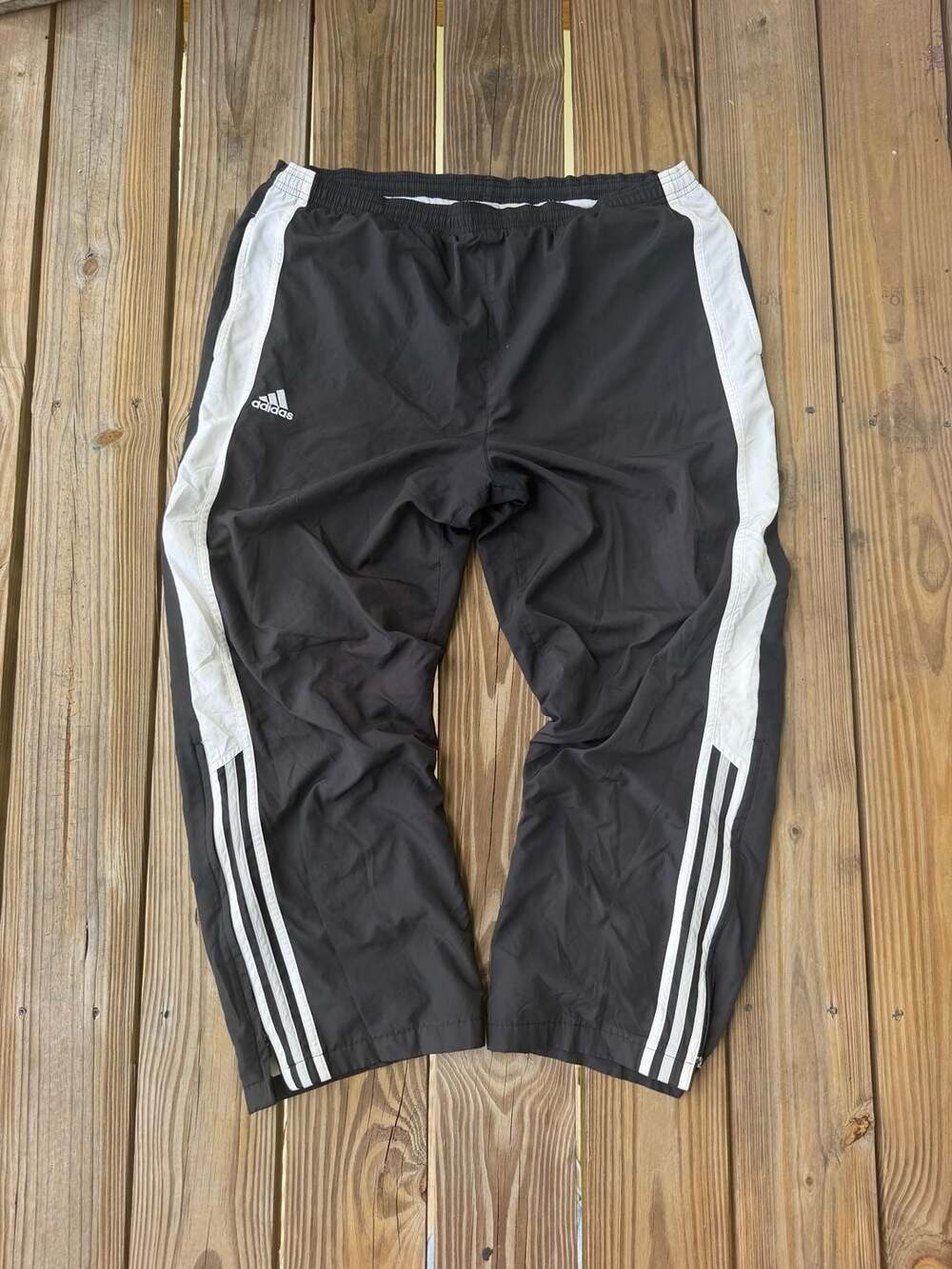 Adidas Windbreaker Track Pants Size L Black White 3 Stripe